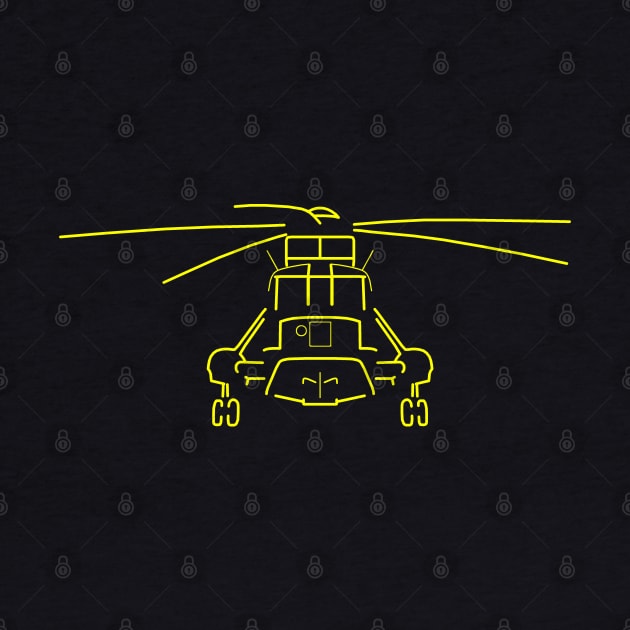 Westland Sea King classic helicopter yellow outline graphic by soitwouldseem
